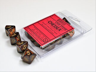 Chessex Scarab Blue Blood/Gold Set of Ten D10 Dice