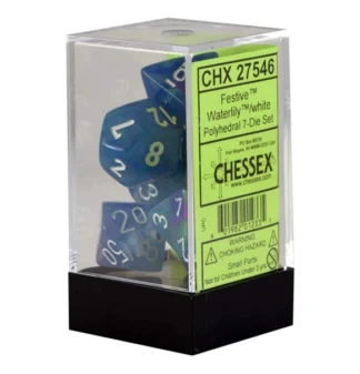 Chessex Festive Mega-hedral Waterlily/white 7-Die set