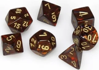 Chessex Scarab Blue Blood/gold Polyhedral 7-Dice Set